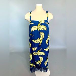 Farm Rio x Anthropologie Fringe Hem Wrap Midi Dress